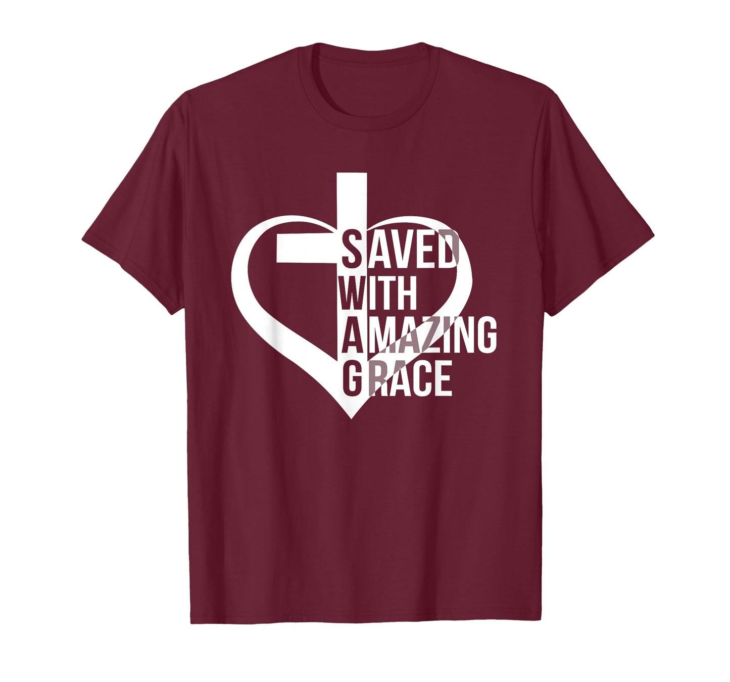 Saved With Amazing-Grace Swag Christian Faithcross Heart T-Shirt