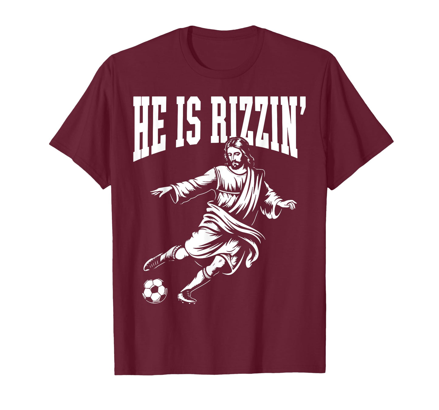 Funny Meme God Christian Christmas He Is Rizzin Jesus Soccer T-Shirt
