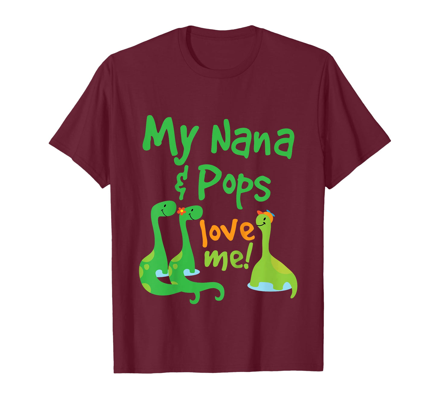 Kids My Nana and Pops Love Me Grandson Dinosaur T-Shirt
