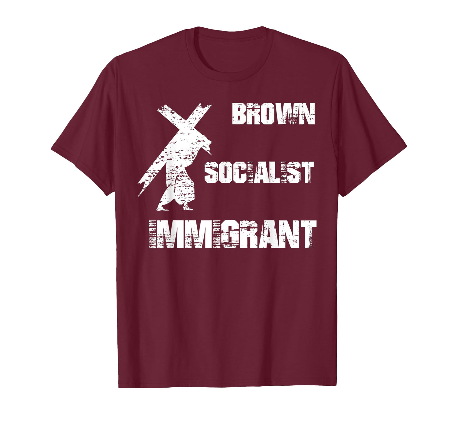 Vintage Brown Socialist Immigrant Jesus On Cross T-Shirt