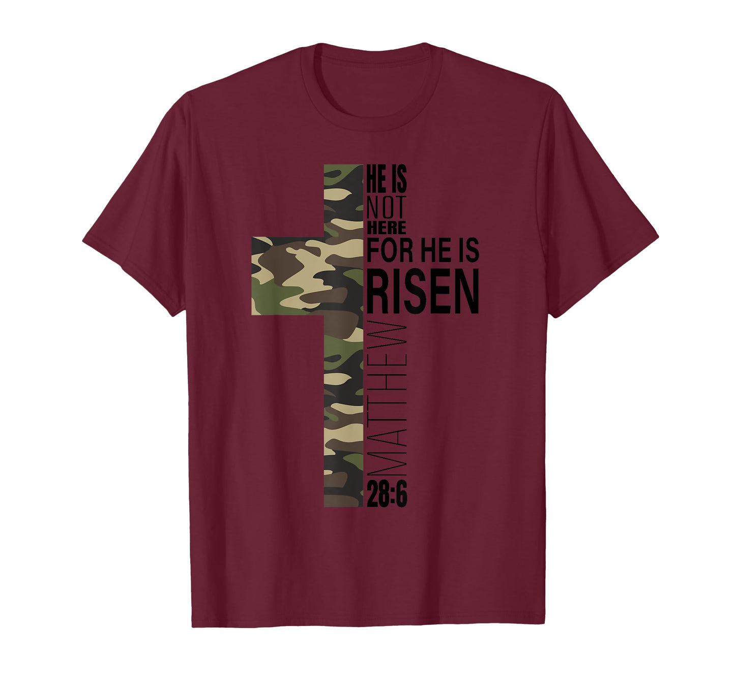 He Is Risen Jesus God Easter Christian Military Camo Cross T-Shirt
