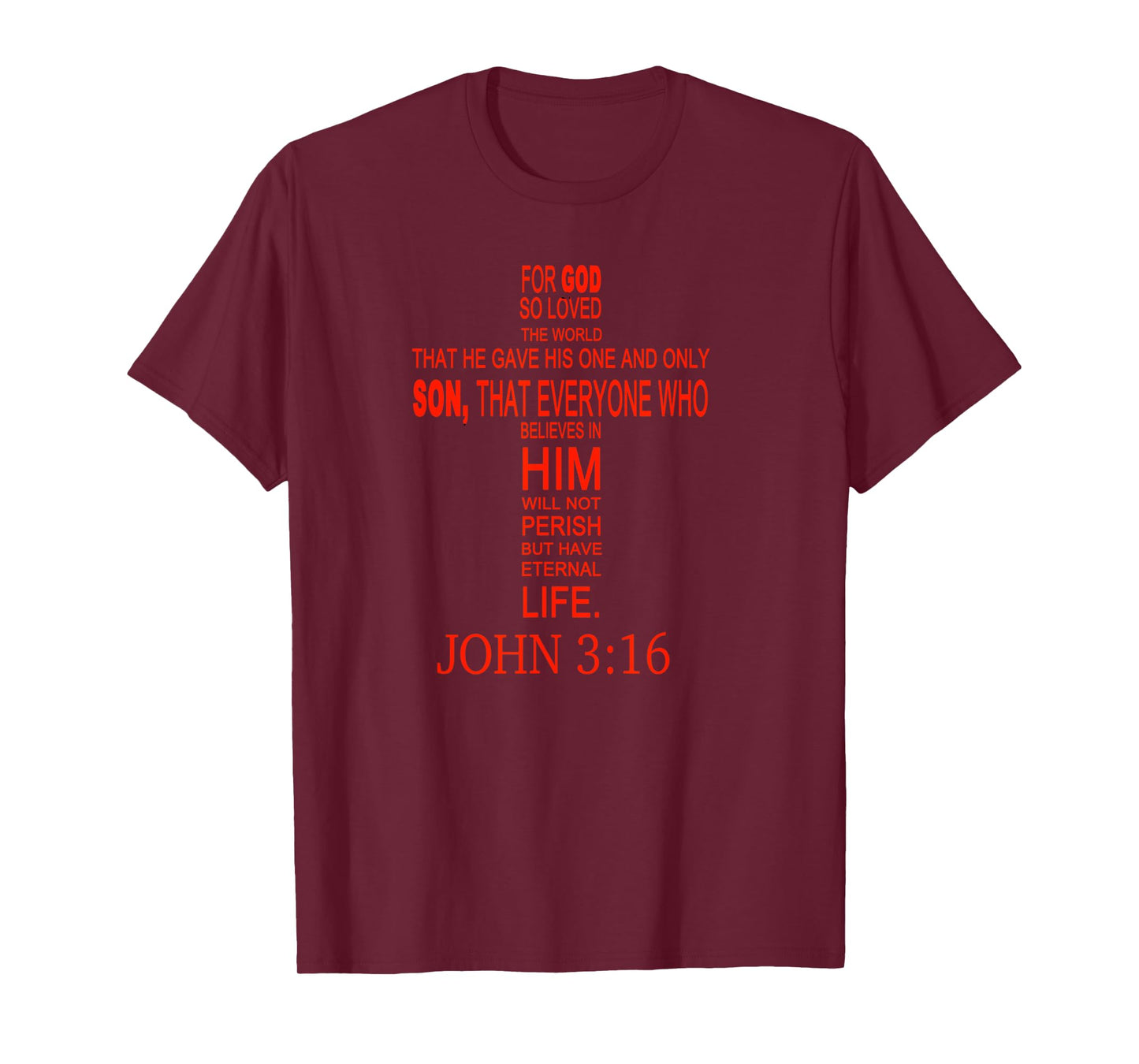 John 3:16 Cross Word Art T-Shirt