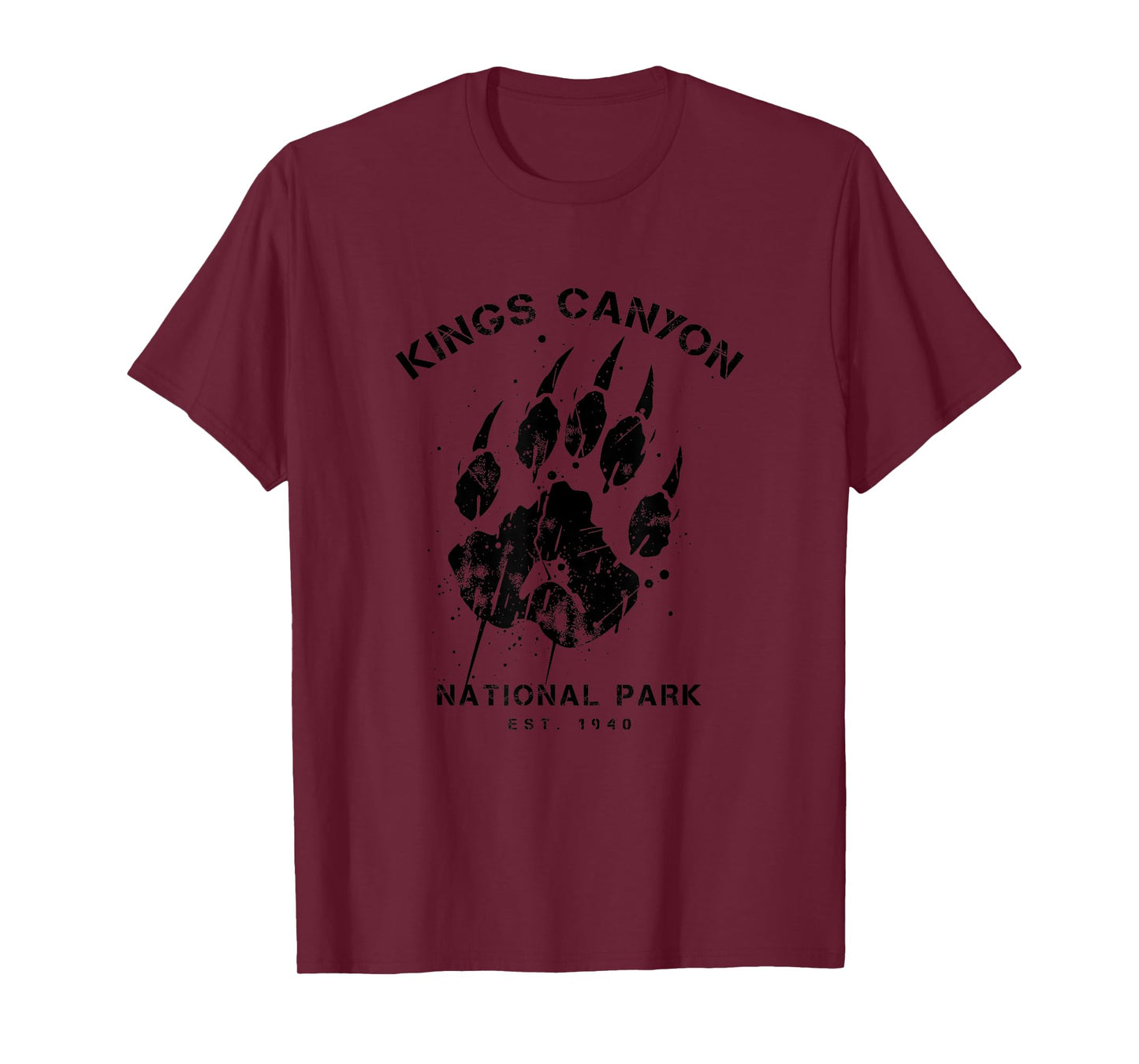 Kings Canyon National Park Vacation Bear Pawprint Graphic T-Shirt