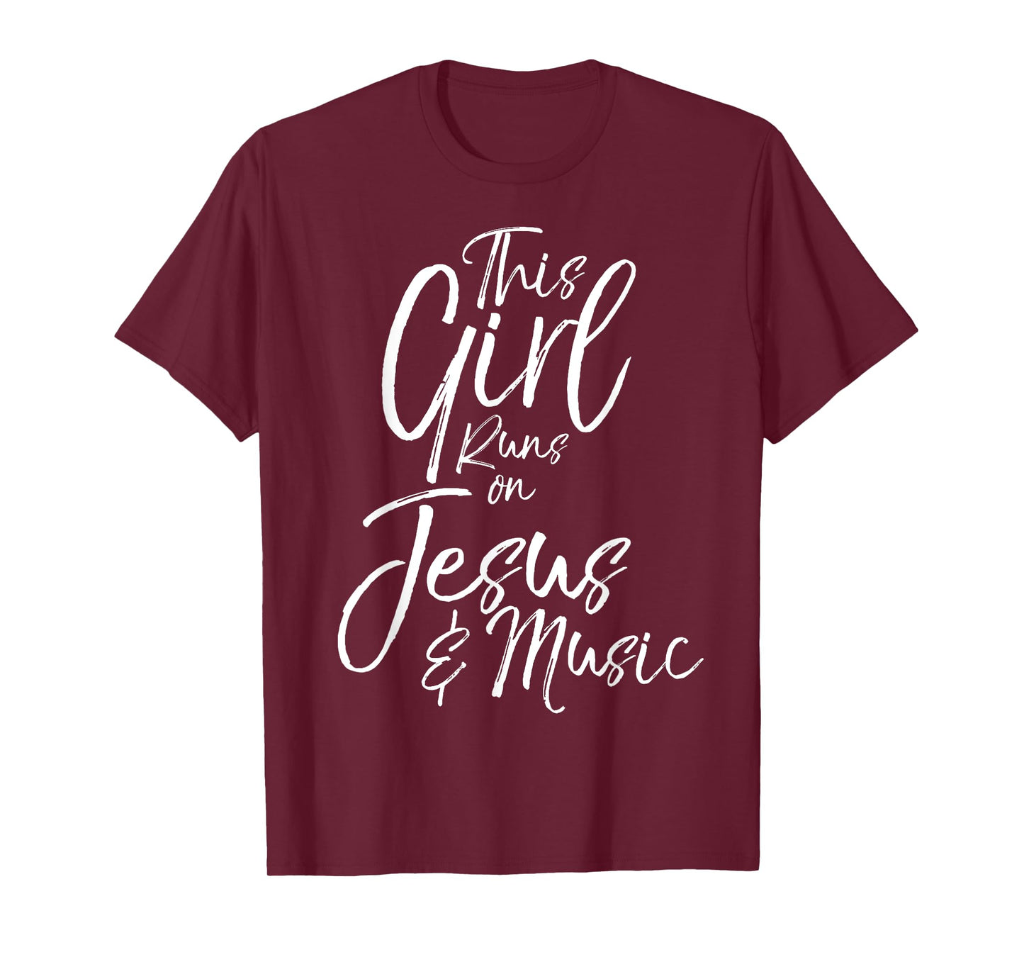 Christian Gift for Women This Girl Runs on Jesus & Music T-Shirt