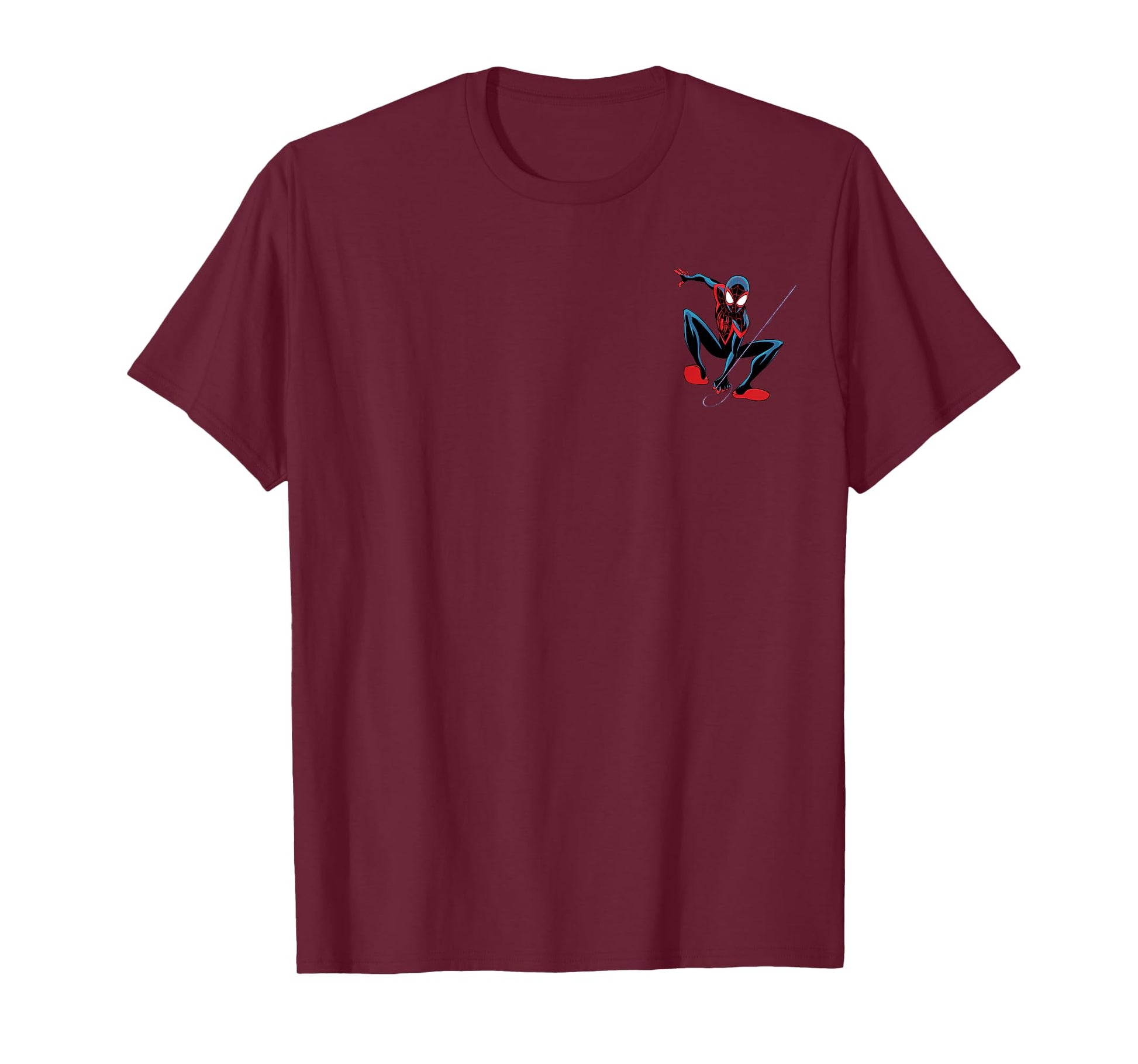 Marvel Super Heroes Miles Morales Spider-Man Pocket Art T-Shirt - T-Shirt | Maroon