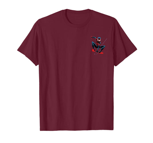 Marvel Super Heroes Miles Morales Spider-Man Pocket Art T-Shirt - T-Shirt | Maroon