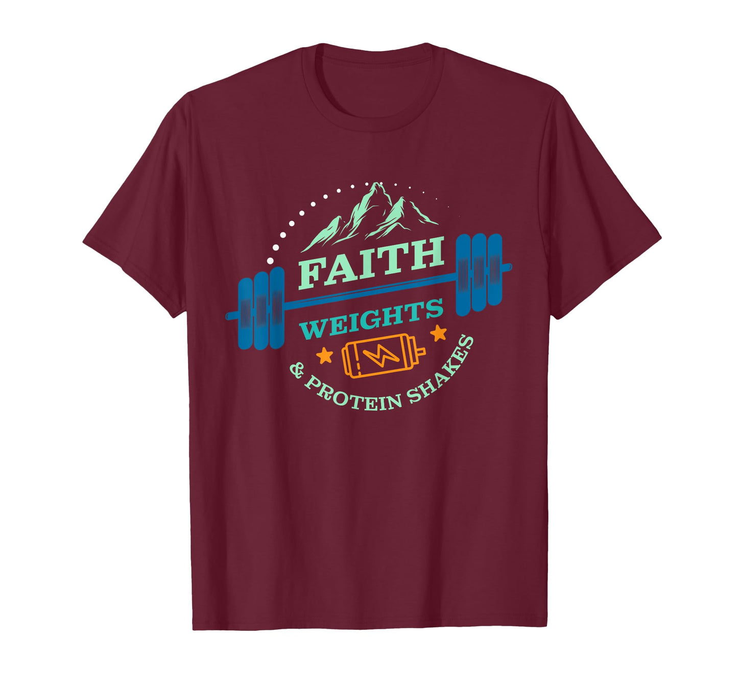Christian Gym for Faith Weights and Protein Shakes T-Shirt