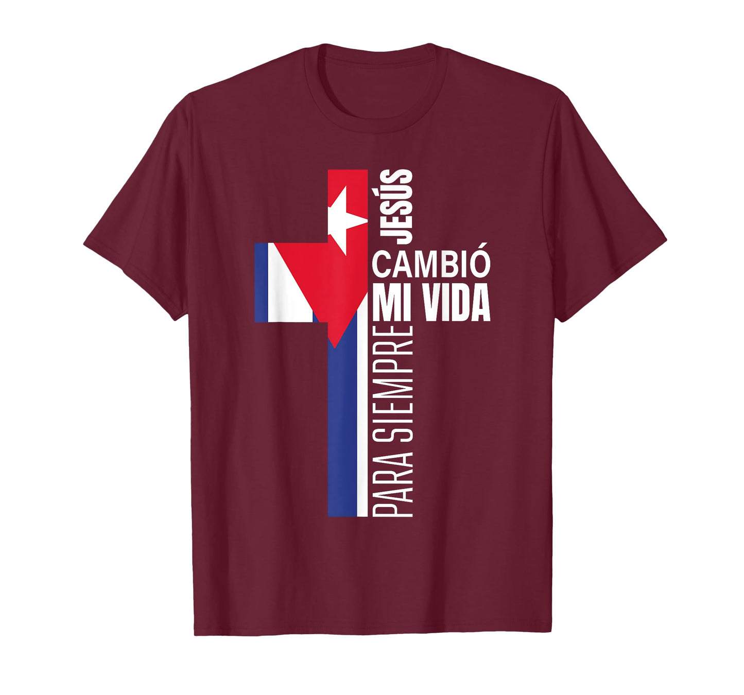 Christian Spanish Gifts Bible Verse Message Jesus Cuban Flag T-Shirt