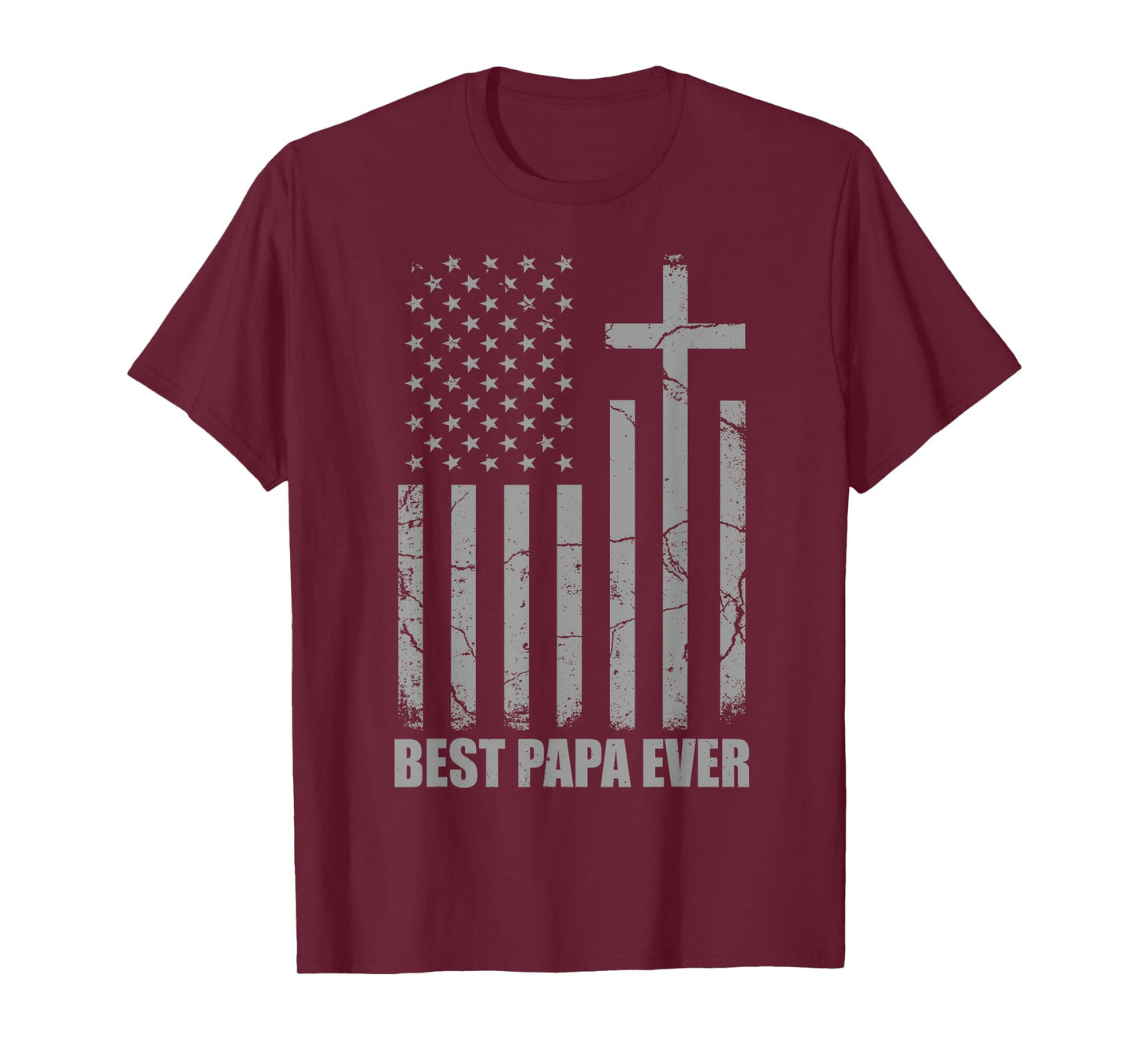 Best Papa Ever Christian Patriotic Dad USA Flag Fathers Day T-Shirt