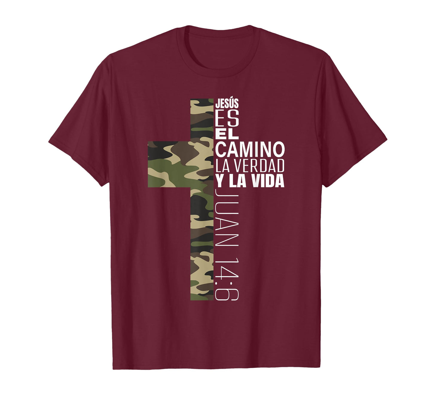 Jesus Christian Spanish Gifts Men Religious Verse Camo Cross T-Shirt