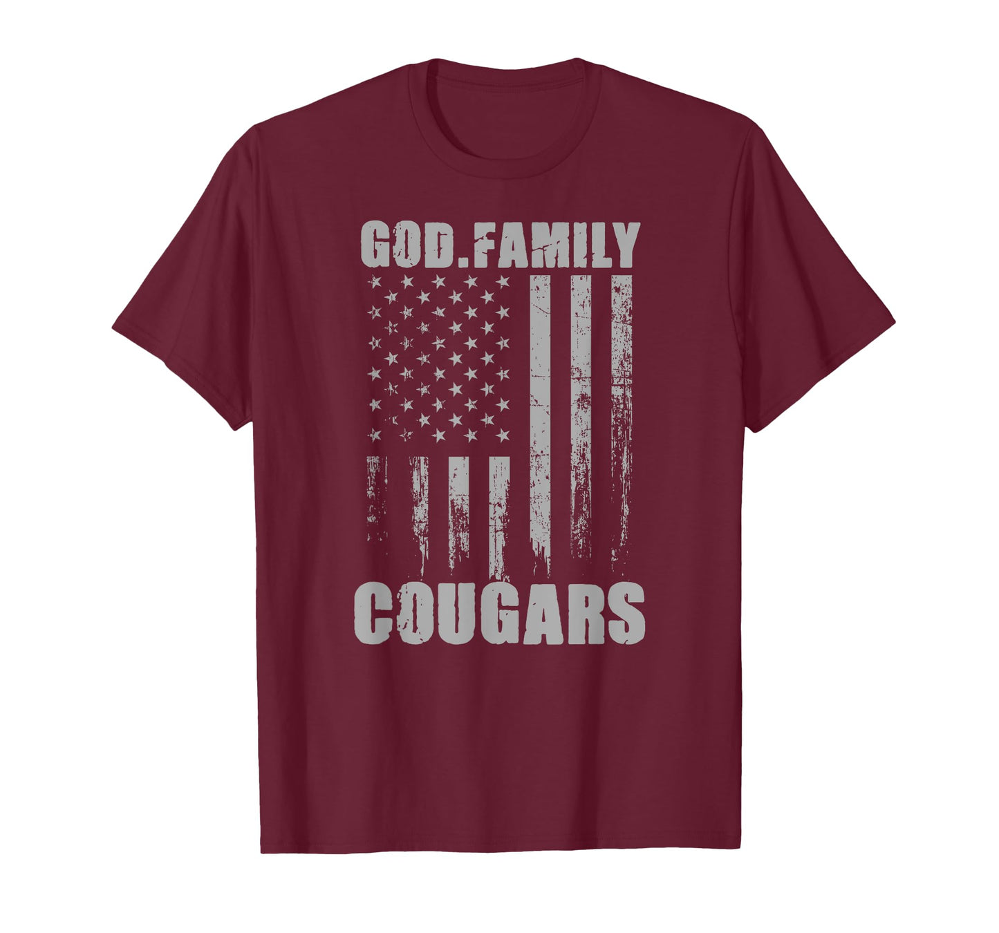 Franklin Cougars God. Family. Vintage USA Flag T-Shirt