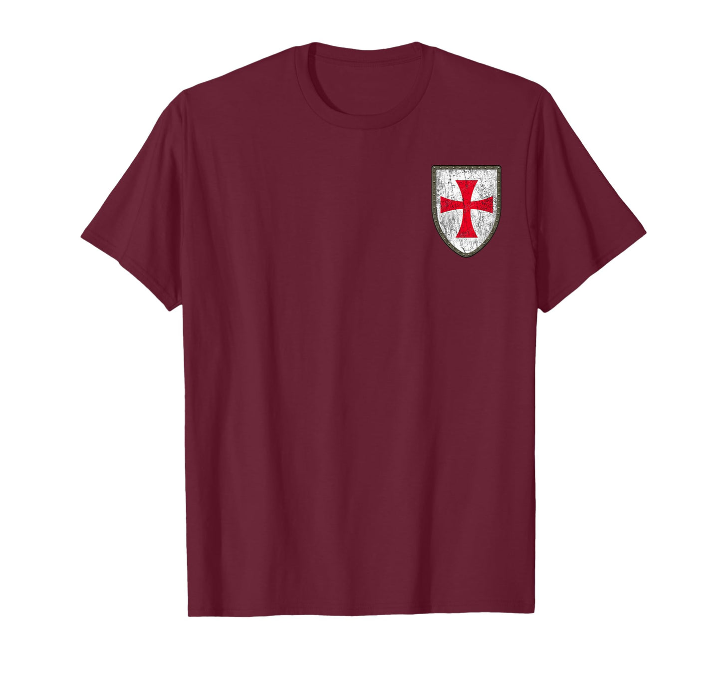 Knights Templar Shield Cross Crusades Side Print T-Shirt