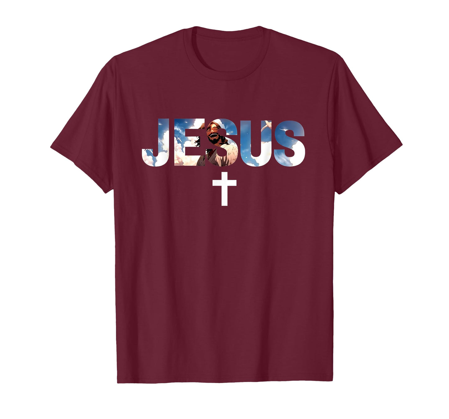 Jesus Cross Sky Art Faith Light Design T-Shirt