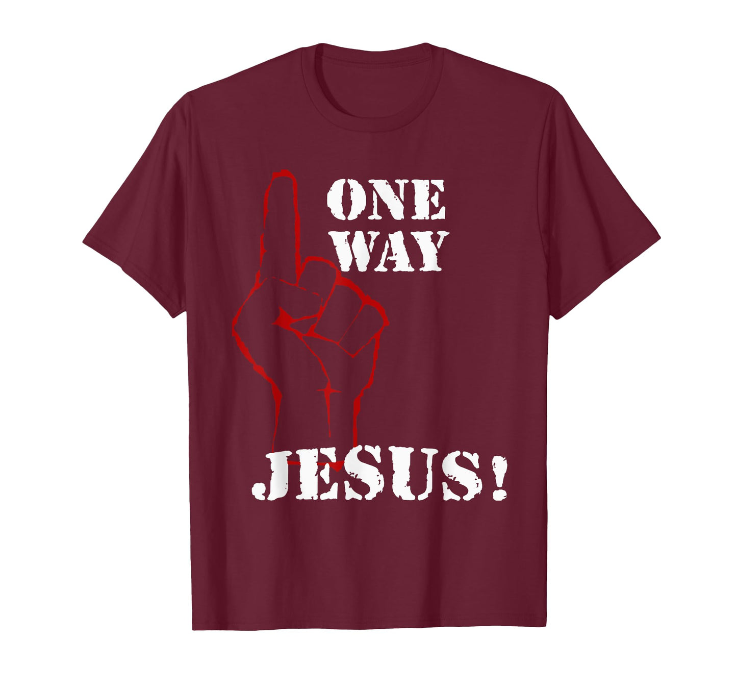 One Way Jesus People Christian Revolution Finger Up Retro T-Shirt
