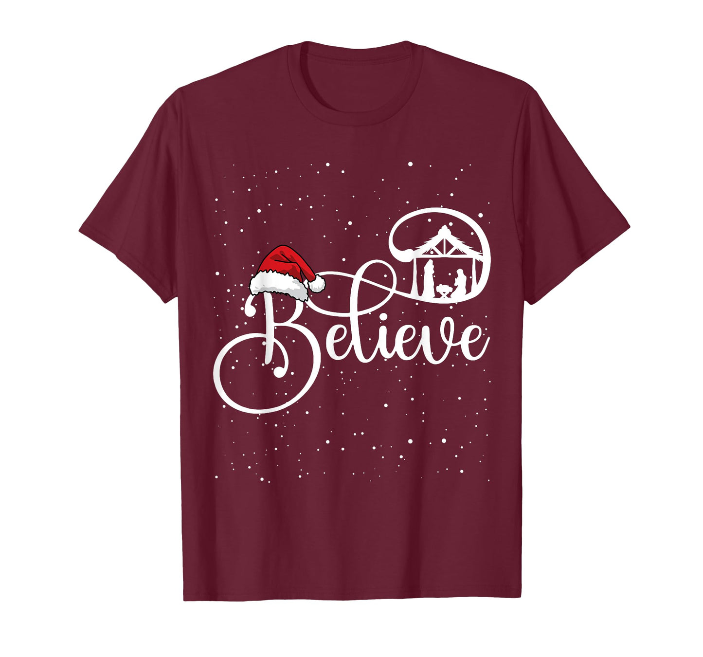 Believe Christian Nativity Scene Christmas Matching Family T-Shirt
