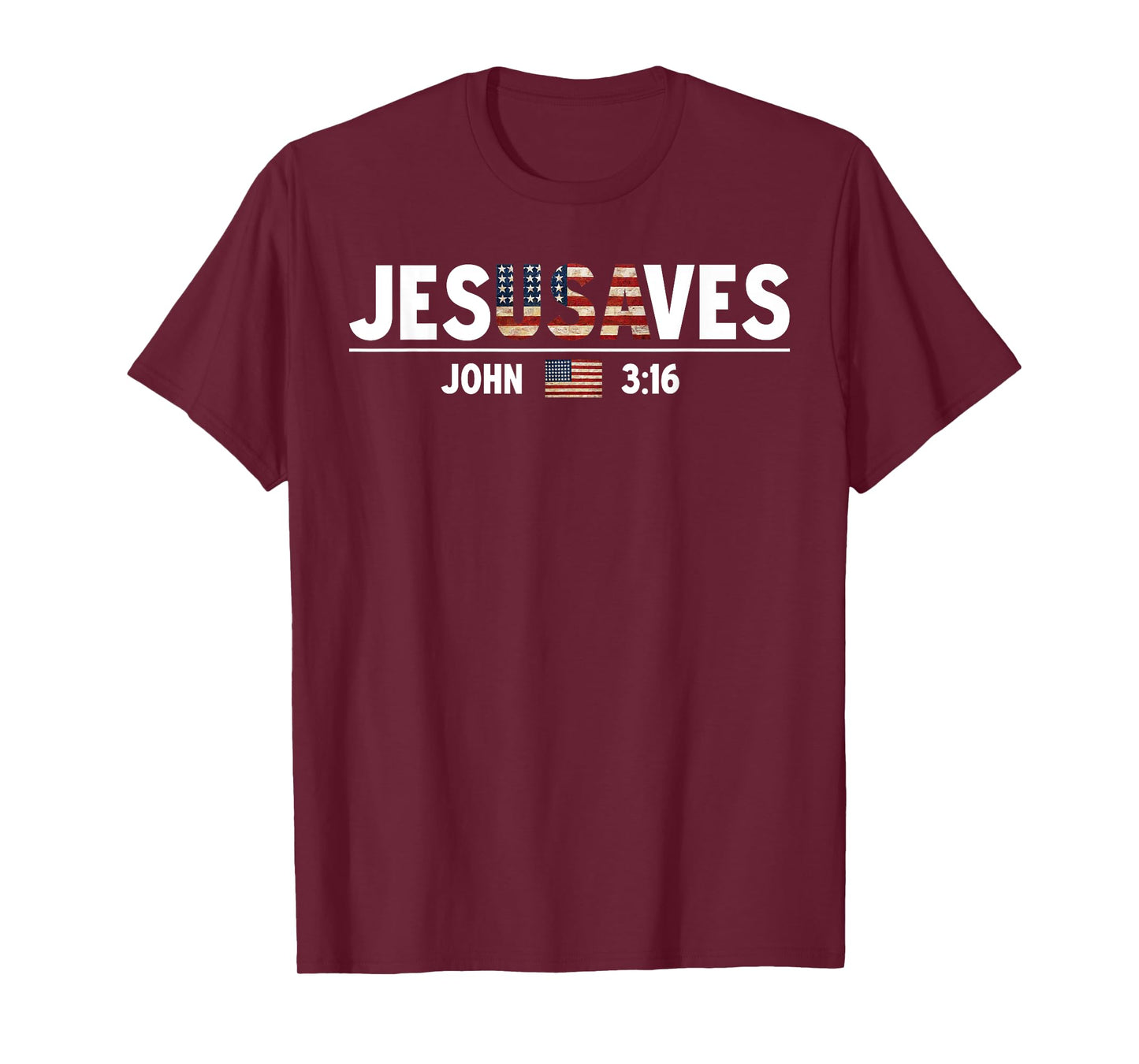 Jesus Saves JesUSAves USA American Flag Patriotic Christian T-Shirt
