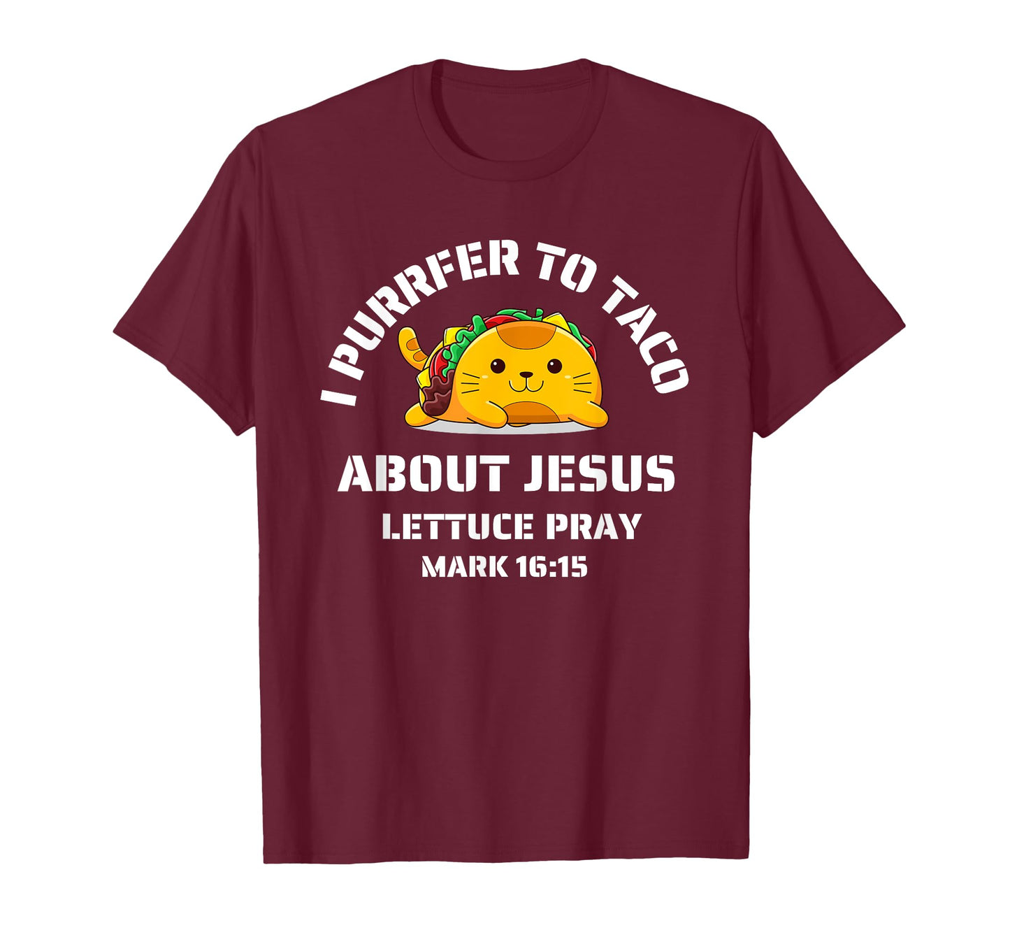 Funny Cat Let's Taco About Jesus Lettuce Pray Kids Toddler T-Shirt