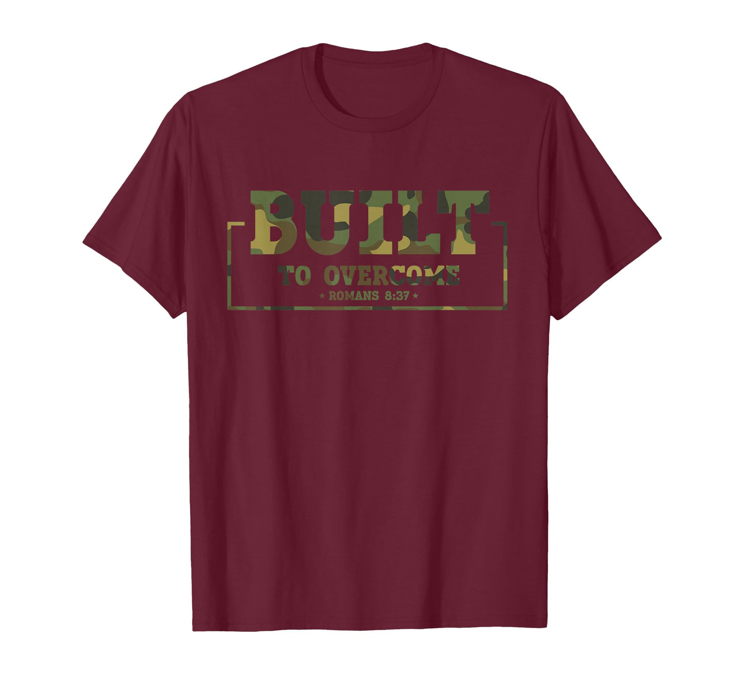 Built to Overcome Camo Workout Faith Scripture Christian Gym T-Shirt