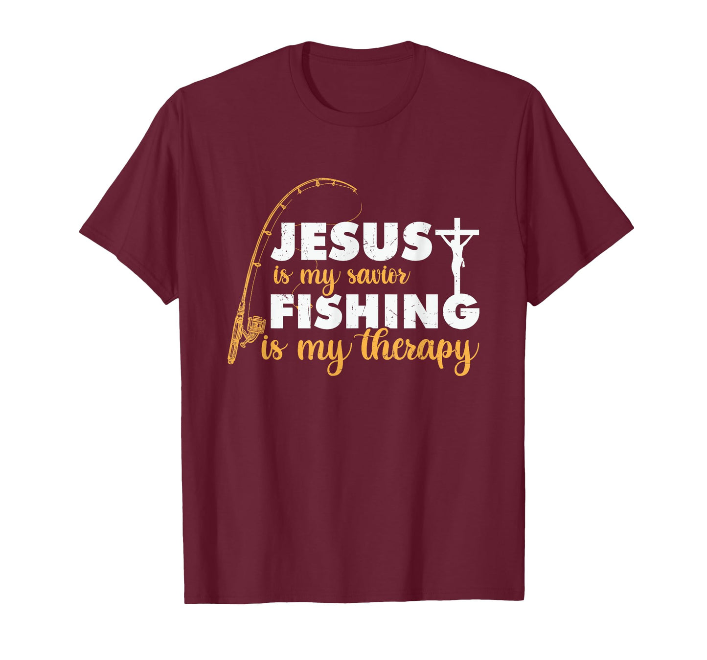 Jesus is my savior, fishing is my therapy religious apparel T-Shirt