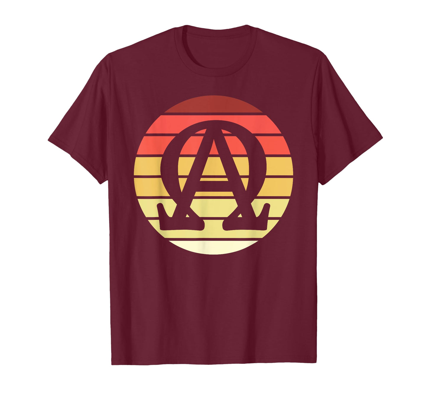 Alpha and Omega Symbol Retro Sunset Art Catholic Men Priests T-Shirt