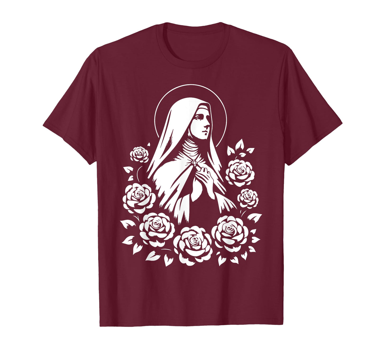 St Therese of Lisieux Little Flower Saint Roses Catholic Art T-Shirt