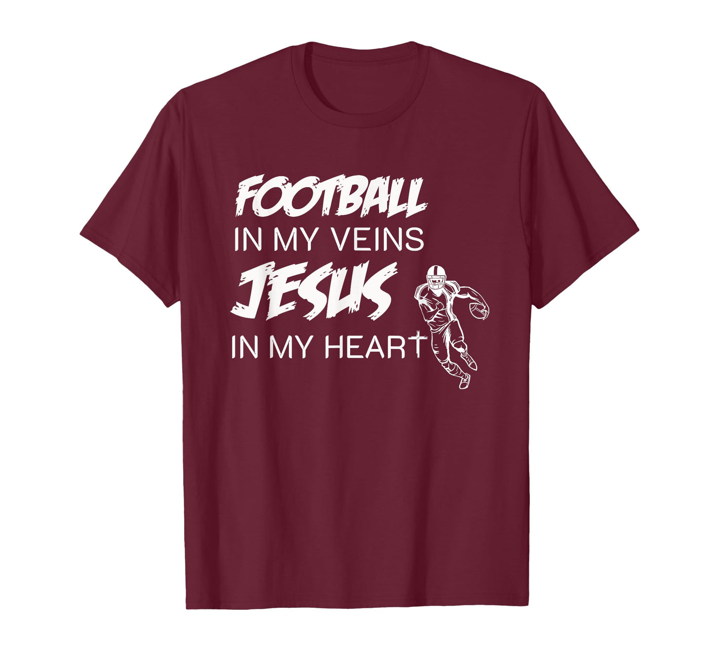 Football In My Veins Jesus In My Heart T-Shirt