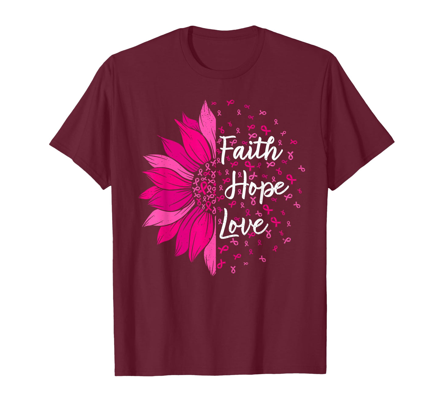 Faith Hope Love Sunflower Breast Cancer Awareness T-Shirt