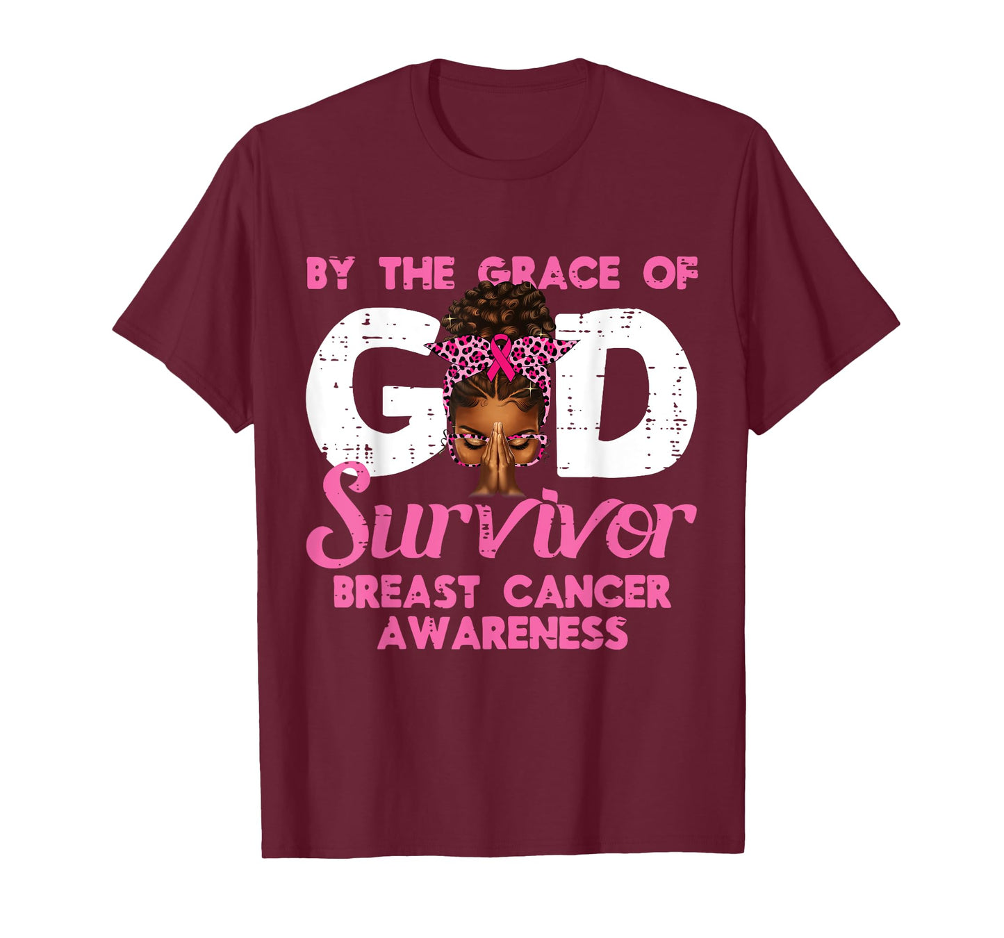 Grace God Breast Cancer Survivor Black Women Afro Christian T-Shirt