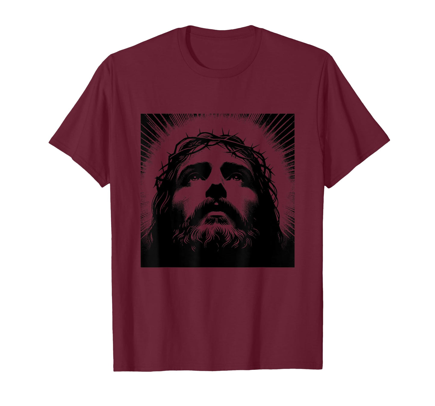 Face of Christ Crown of Thorns Christian Engraving Jesus T-Shirt
