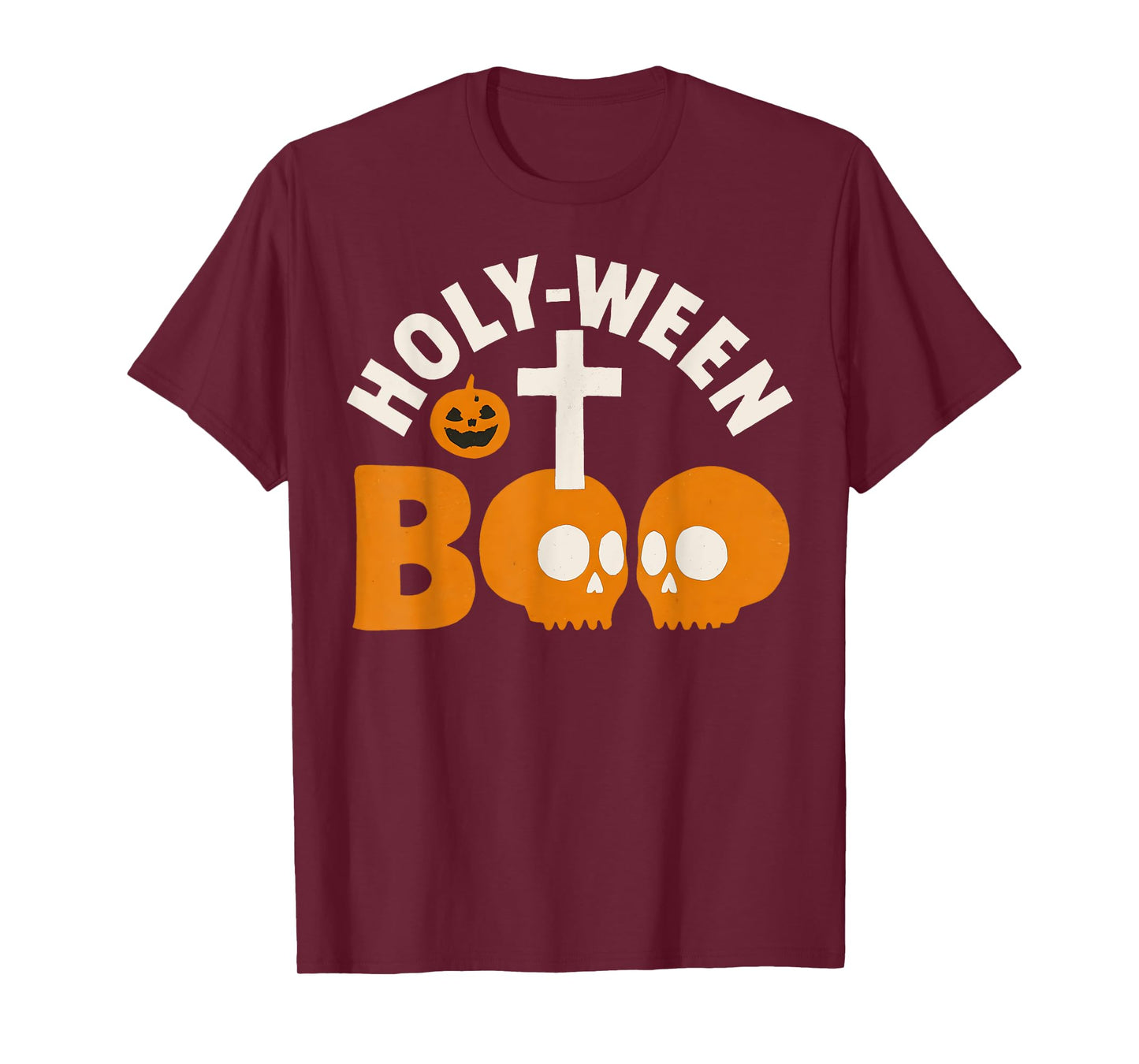 Holy-Ween Boo Christian Halloween Cross and Skull Catholic T-Shirt