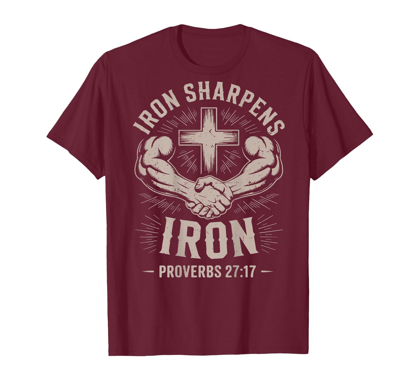 On-Back Iron Sharpens Iron Proverbs Christian Gym Workout T-Shirt
