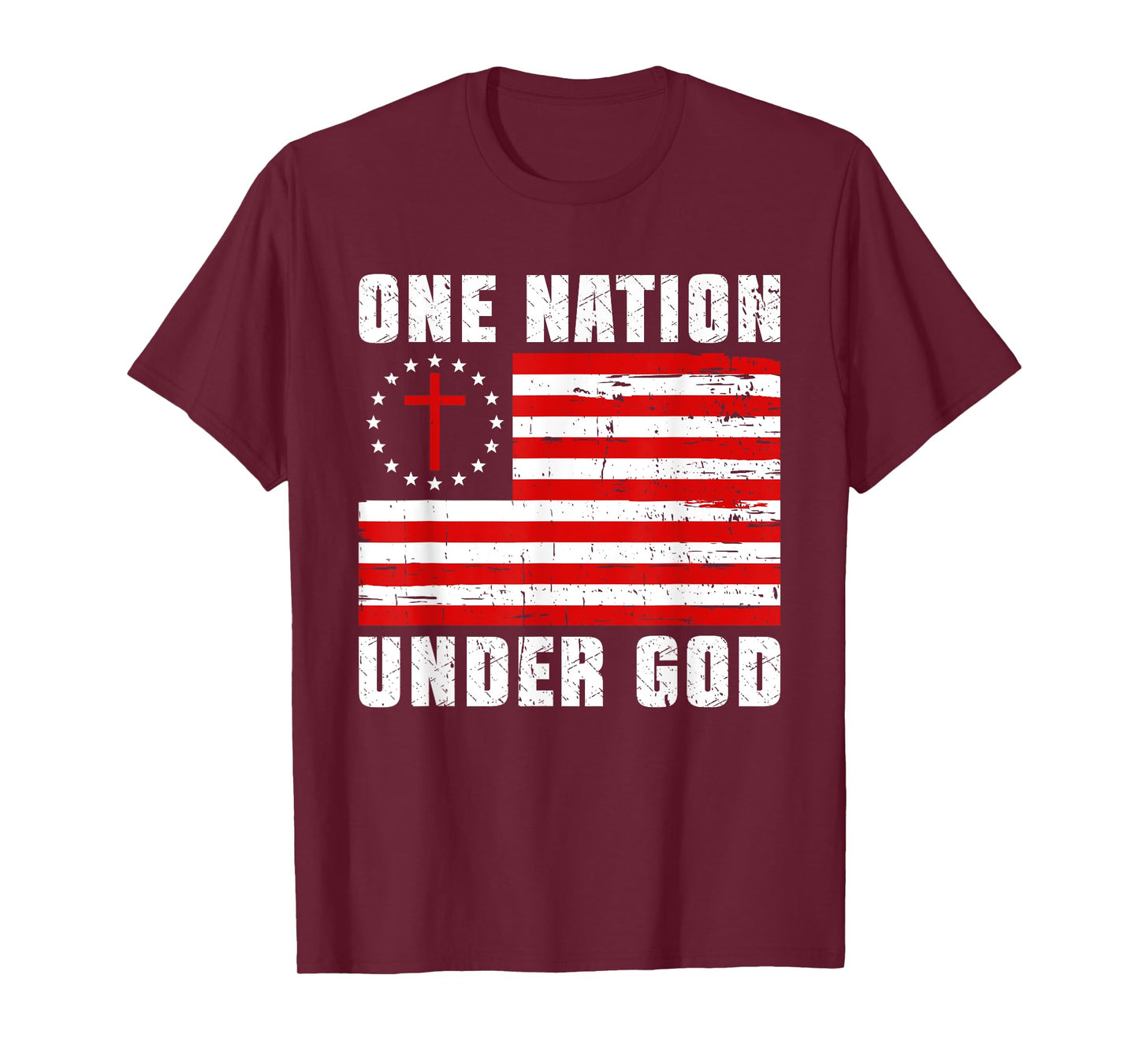 One Nation Under God Jesus Blessed American Flag T-Shirt