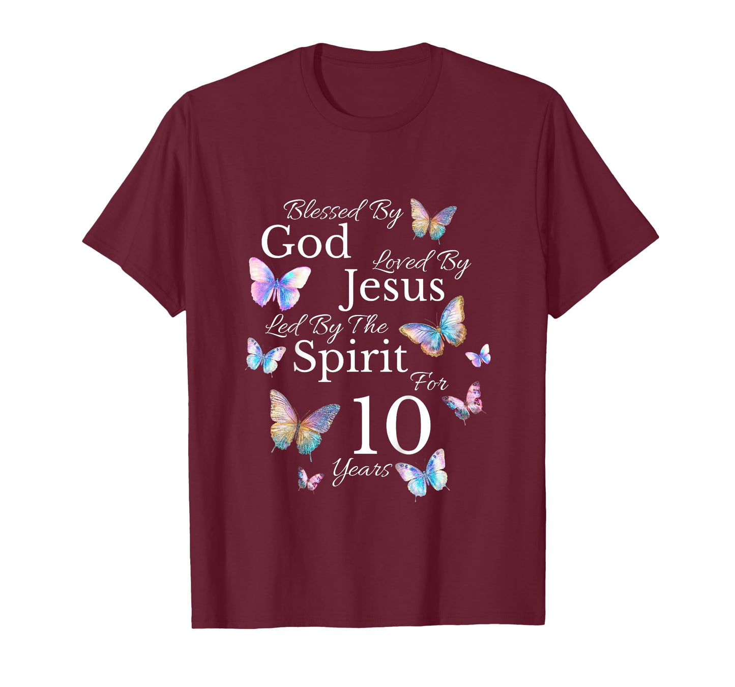 Kids Blessed By God Loved By Jesus For 10 Years Old 10th Birthday T-Shirt