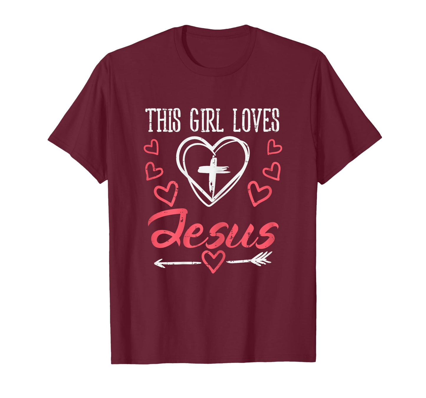 Heart Cross This Girl Loves Jesus God Christian Girls Women T-Shirt