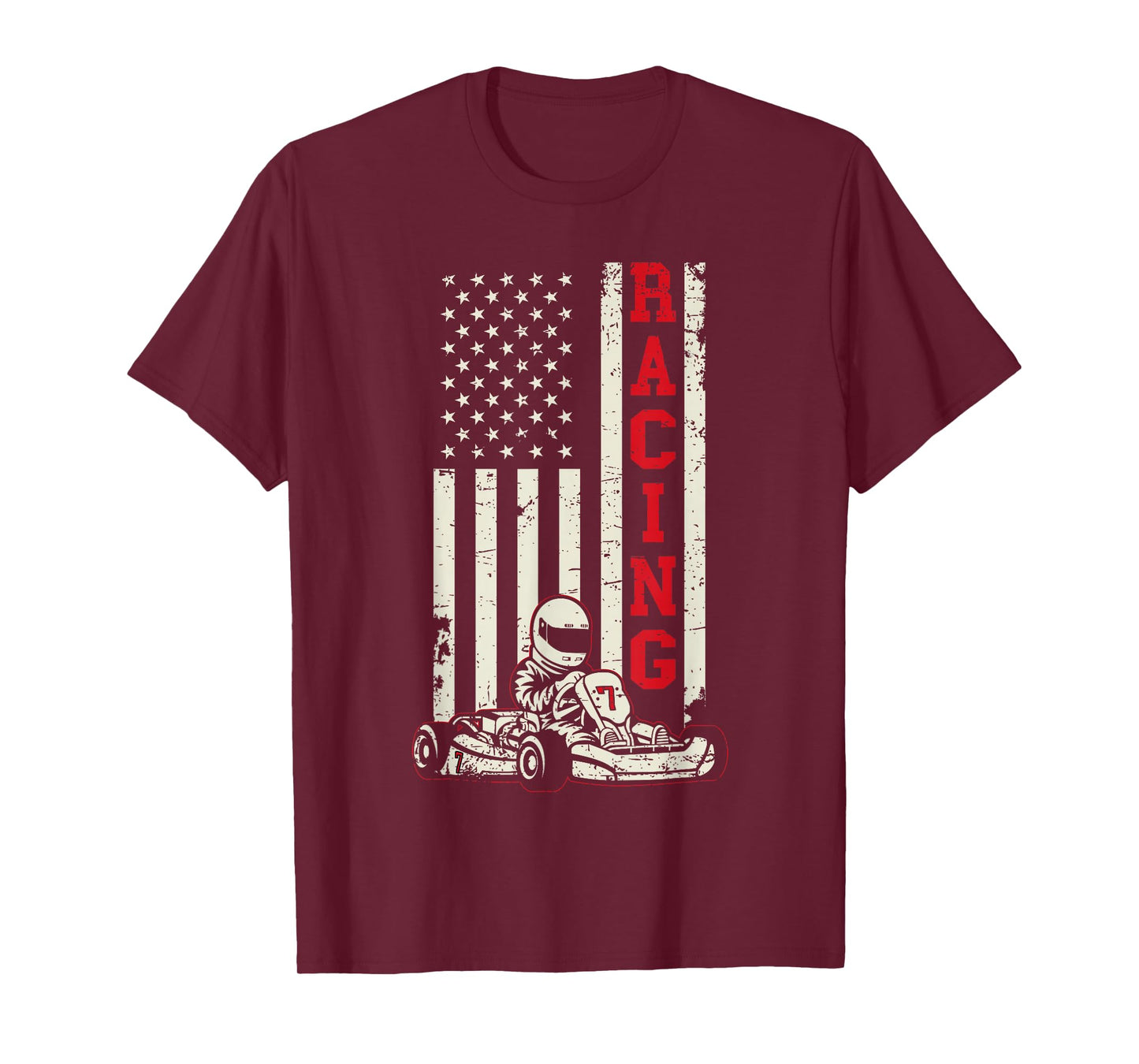 Go Kart Racer US Flag Karting American Racer Go Kart T-Shirt