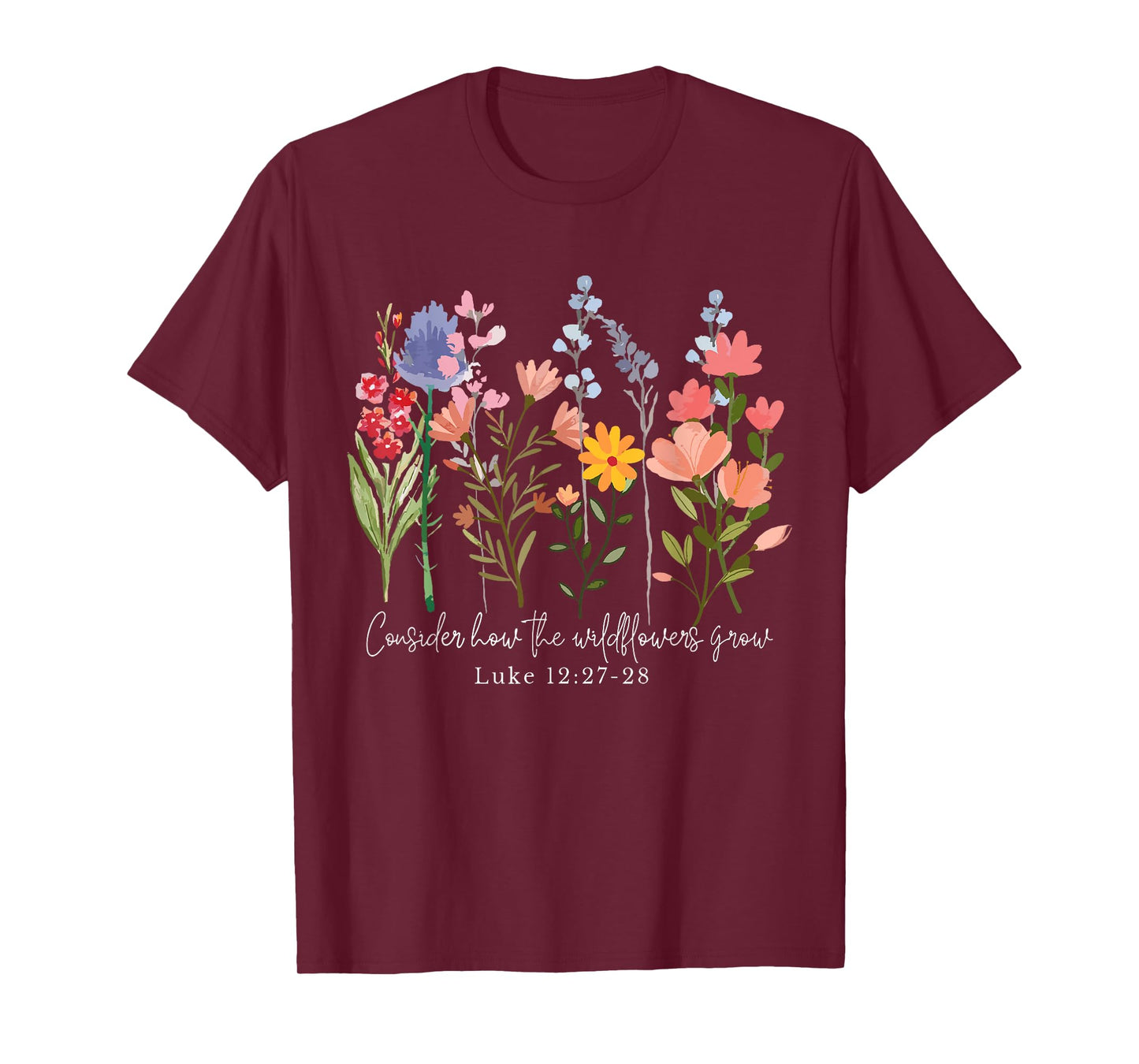 Retro Consider How The Wildflowers Grow Jesus Christian T-Shirt