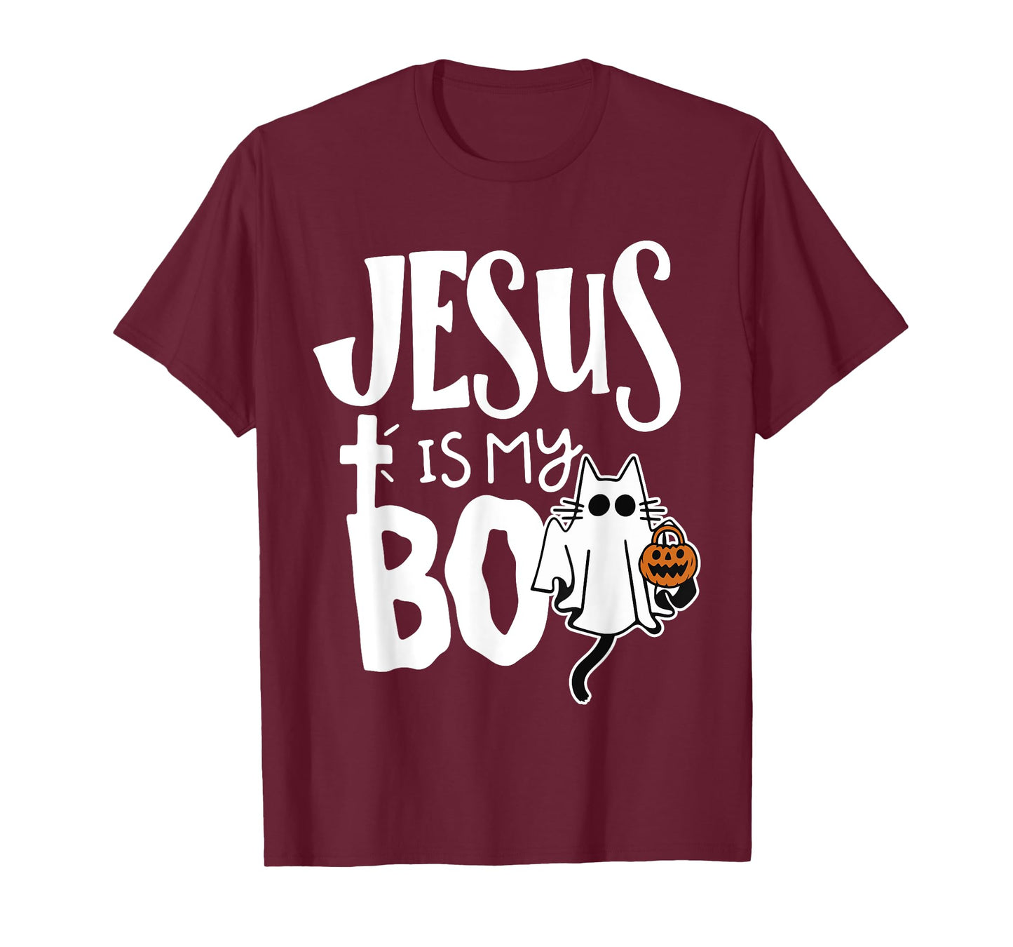Jesus is My Boo - Funny Spooky Cat Christian Halloween T-Shirt