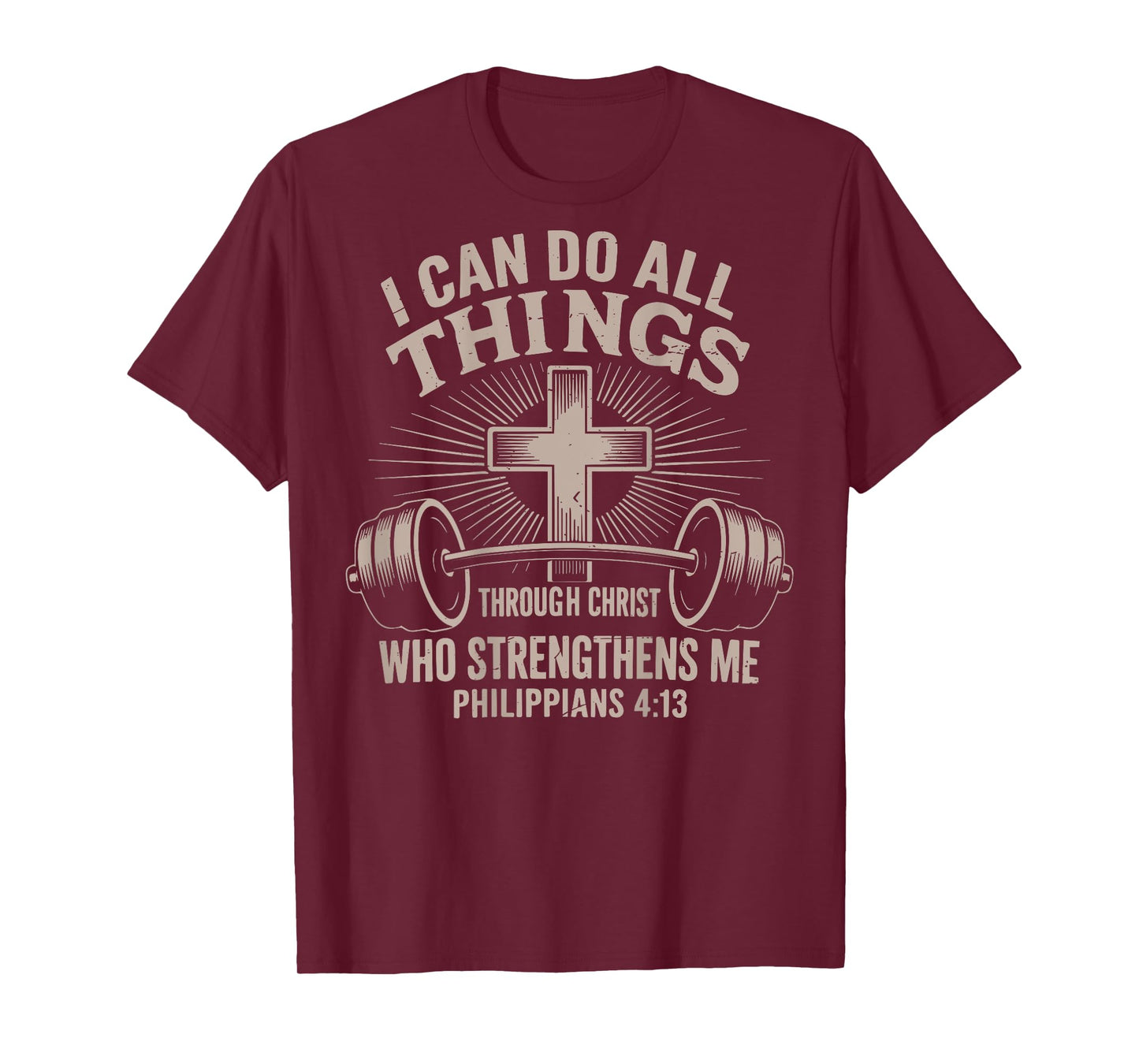 Mens I Can Do All Things Funny Christian Workout Gym Jesus T-Shirt
