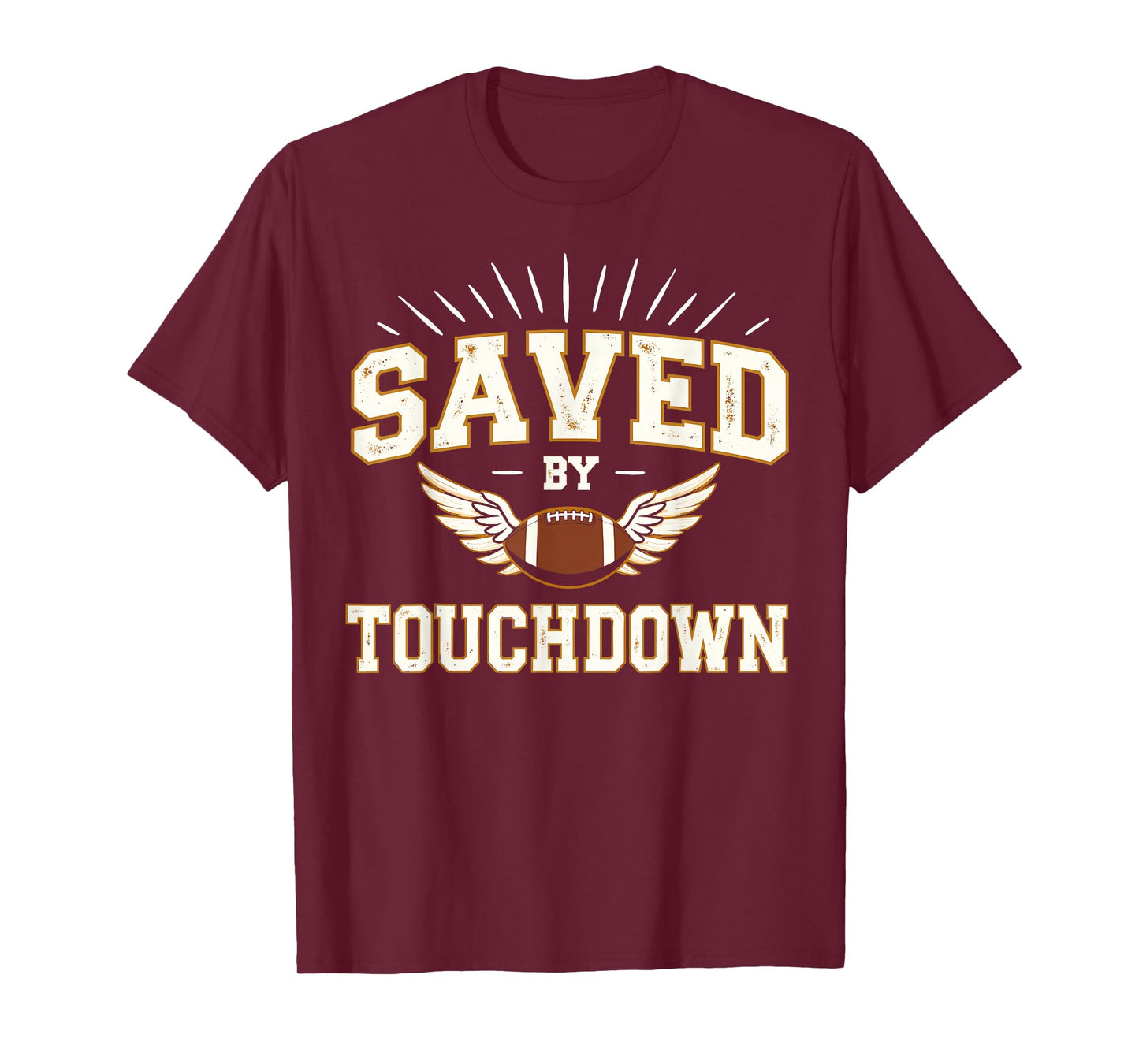 Saved by Touchdown - Funny Winged Christian Football Graphic T-Shirt