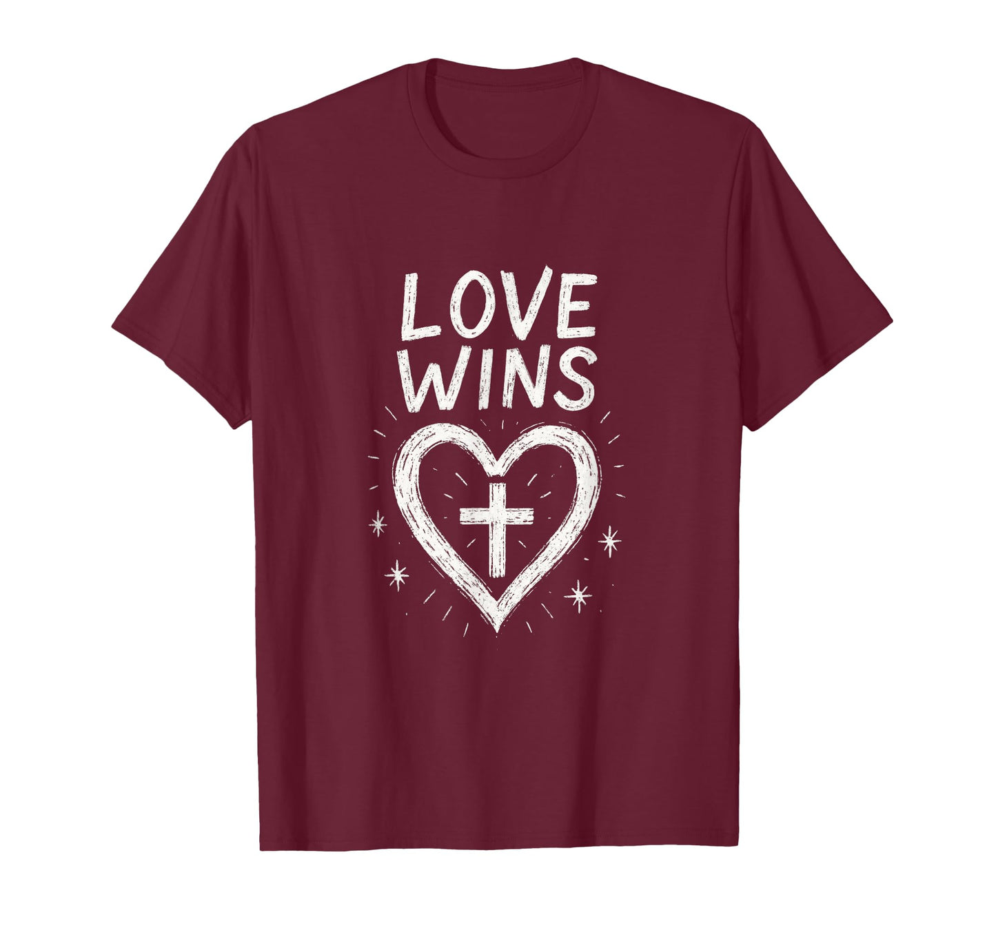 Love Wins - Cross Heart Christian Faith Prayer T-Shirt