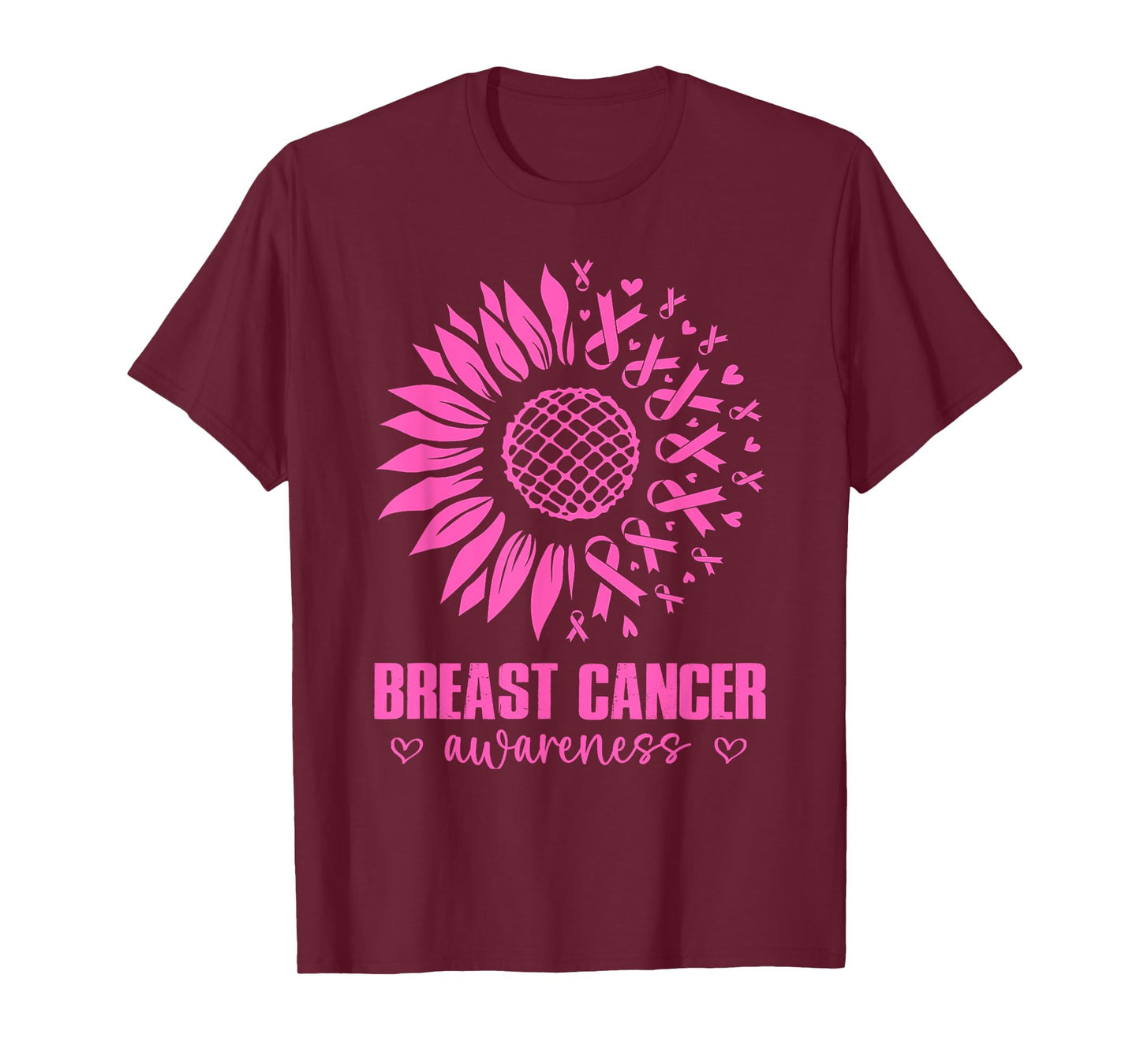 Sunflower Breast Cancer Awareness Pink Ribbon in October T-Shirt