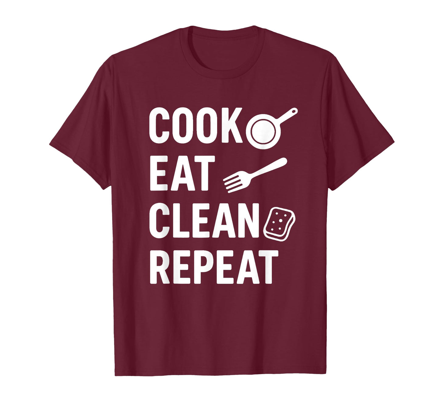 Cook Eat Clean Repeat Funny Quote – Lifestyle Slogan Design T-Shirt