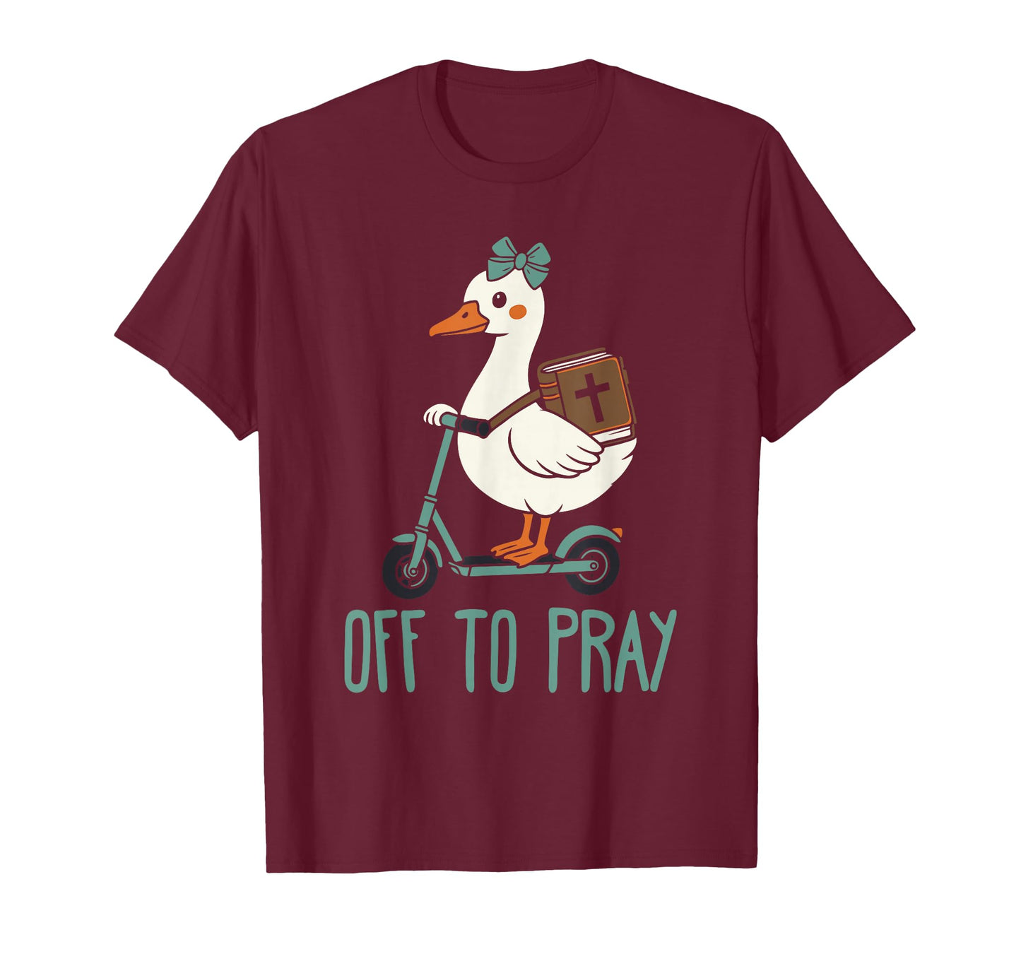 Off to Pray Funny Goose Christian Faith T-Shirt