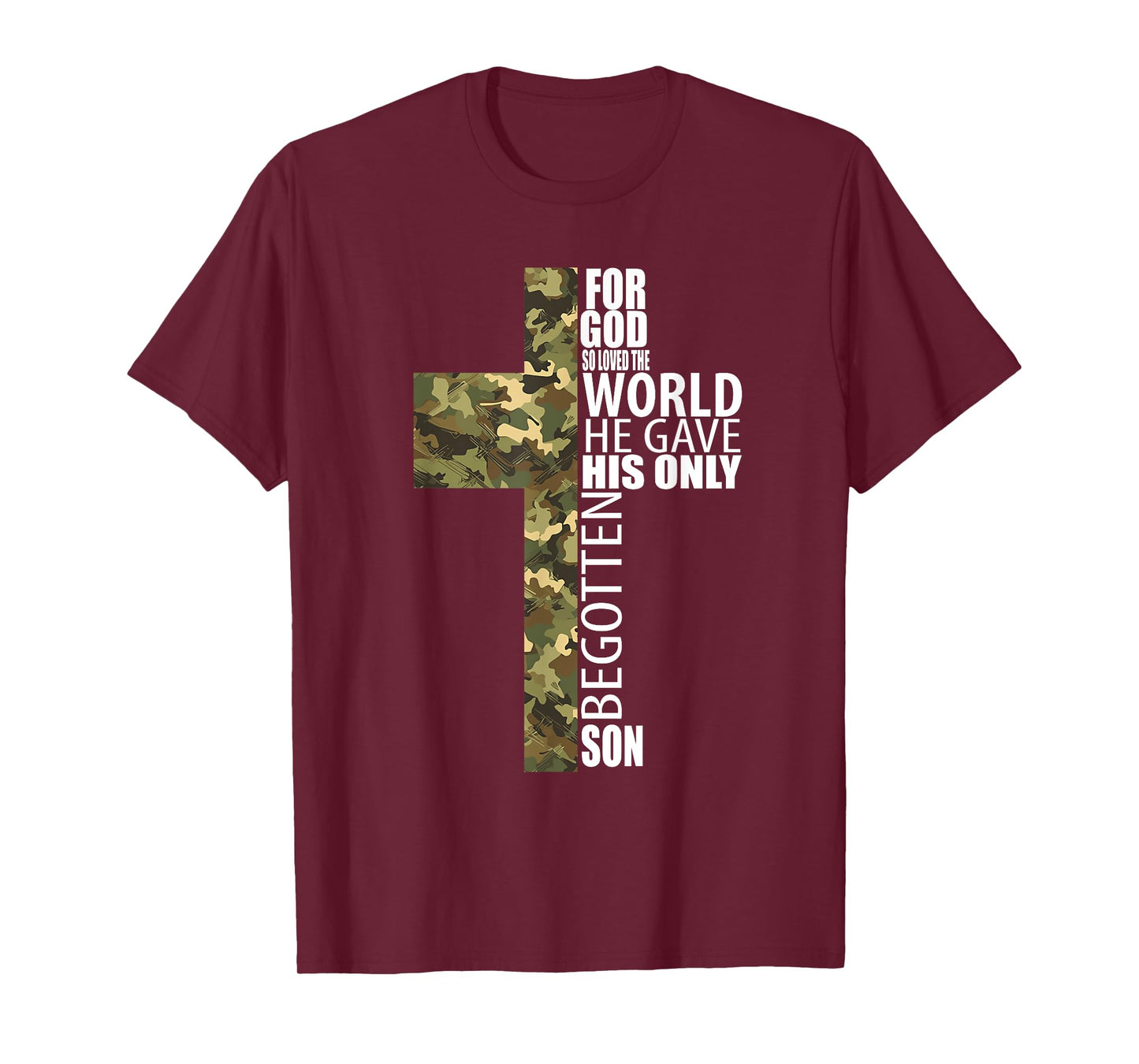 Camo Jesus Christian Cross Bible Verse Men Kids John 3 16 T-Shirt