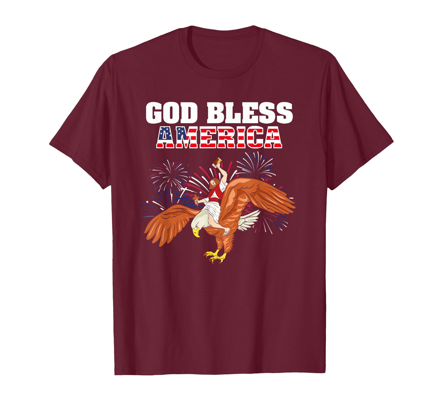God Bless America shirt Jesus Riding a Bald Eagle t-shirt T-Shirt