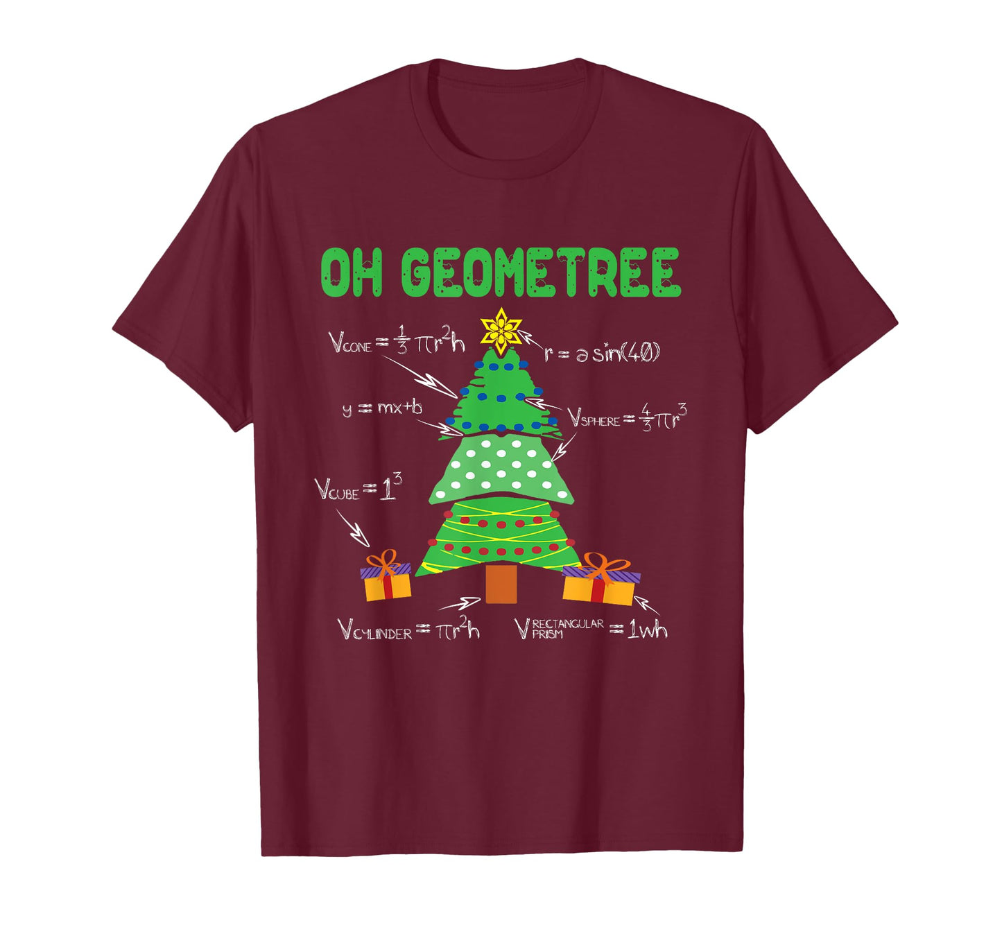 Oh Geometree Geometry Math Science Teacher Christmas Men Women Kids T-Shirt