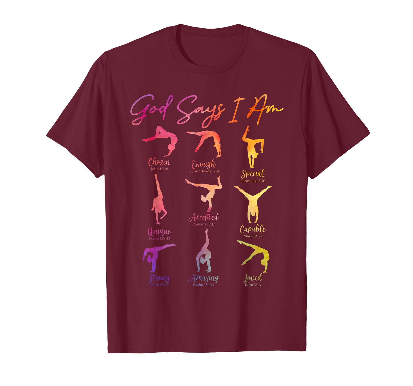 God Says I Am Cartwheel Gymnastic Christian Girls Religious T-Shirt