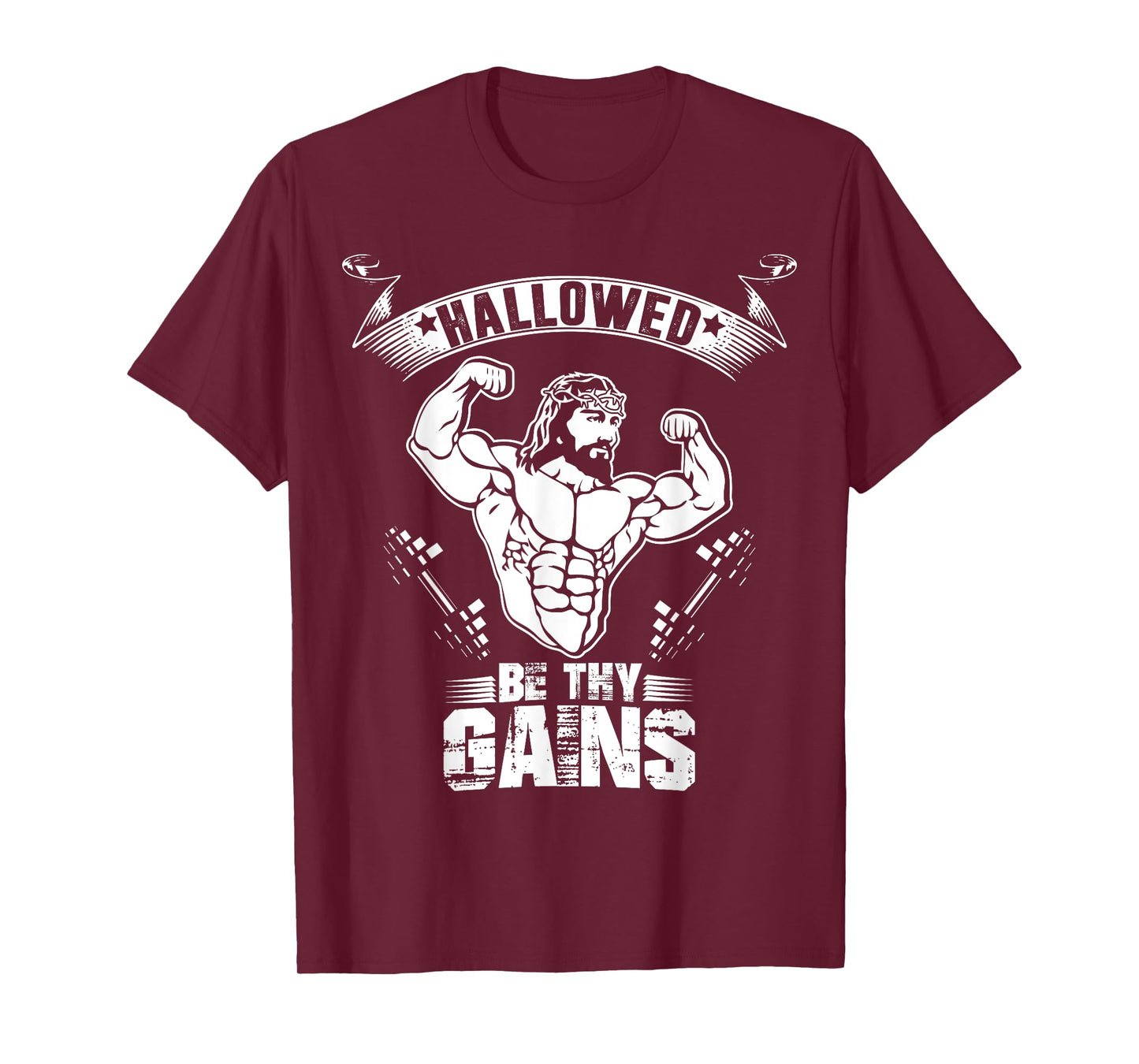 Mens Jesus Bodybuilding T Shirt - Funny Jesus Weight Lifting Tee XL Purple