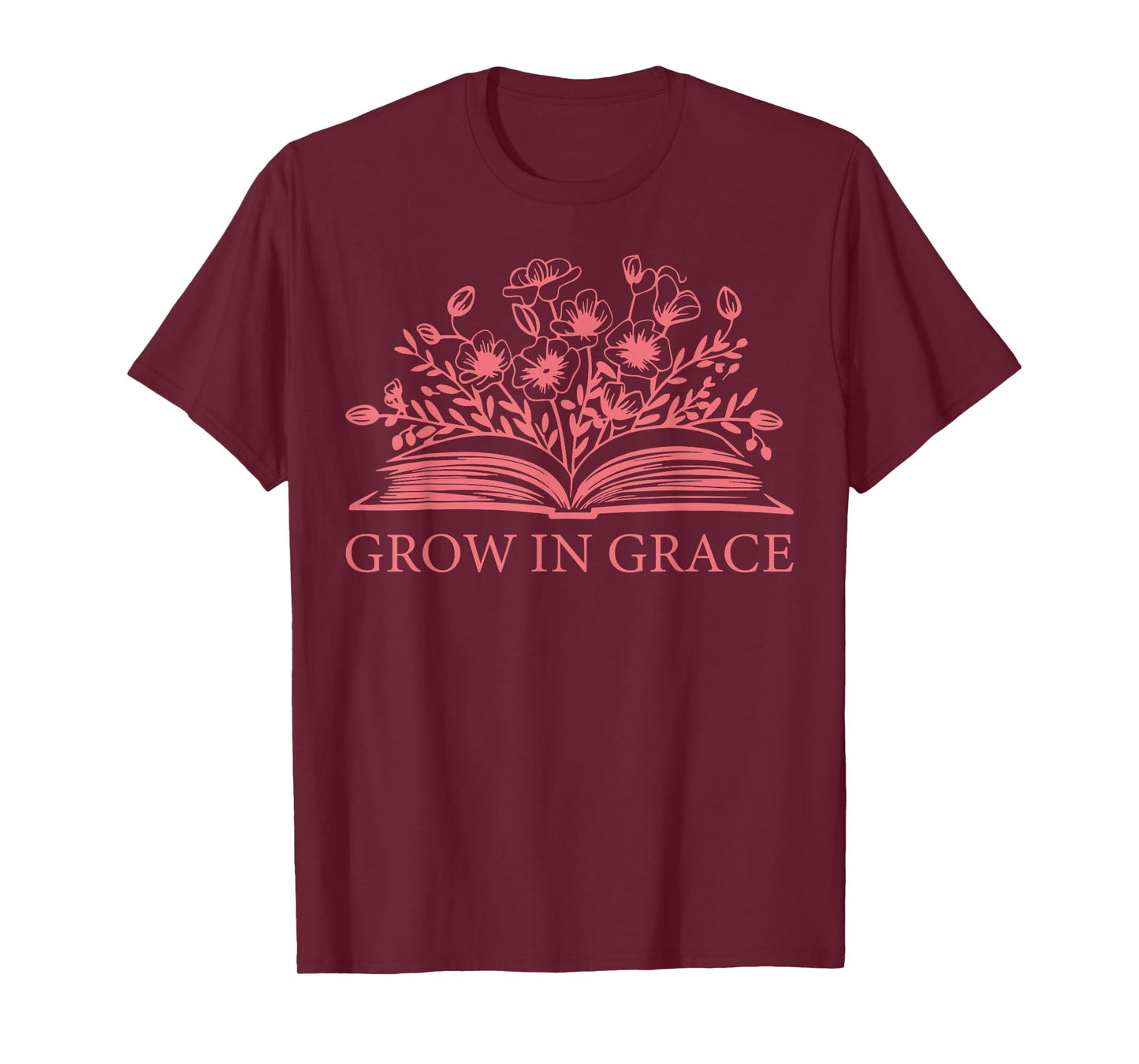 Retro Grow In Grace Wildflower Book Christian Bible Verse T-Shirt