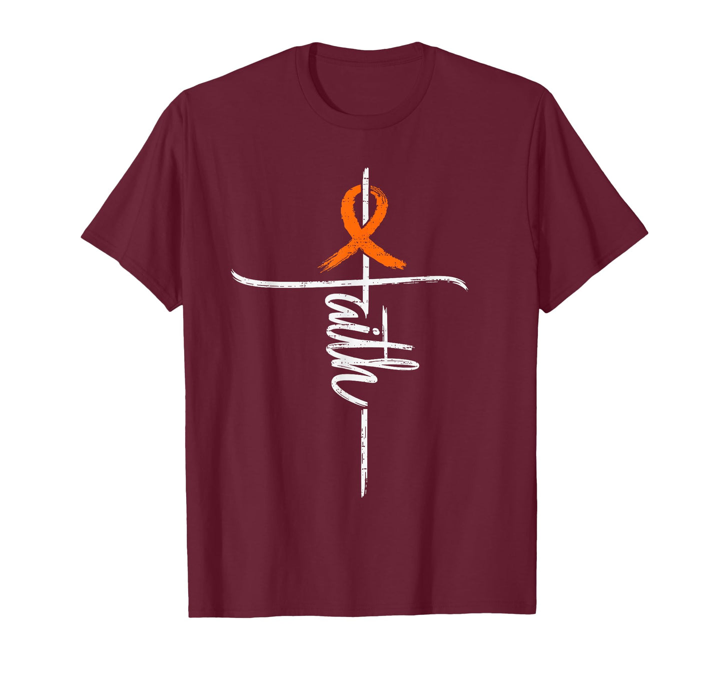 Faith Leukemia Awareness Cross Christian Ribbon Orange T-Shirt